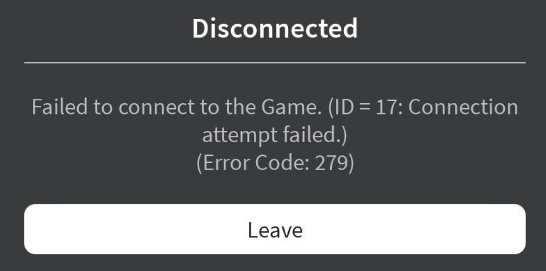 Roblox Error 279 Prompt